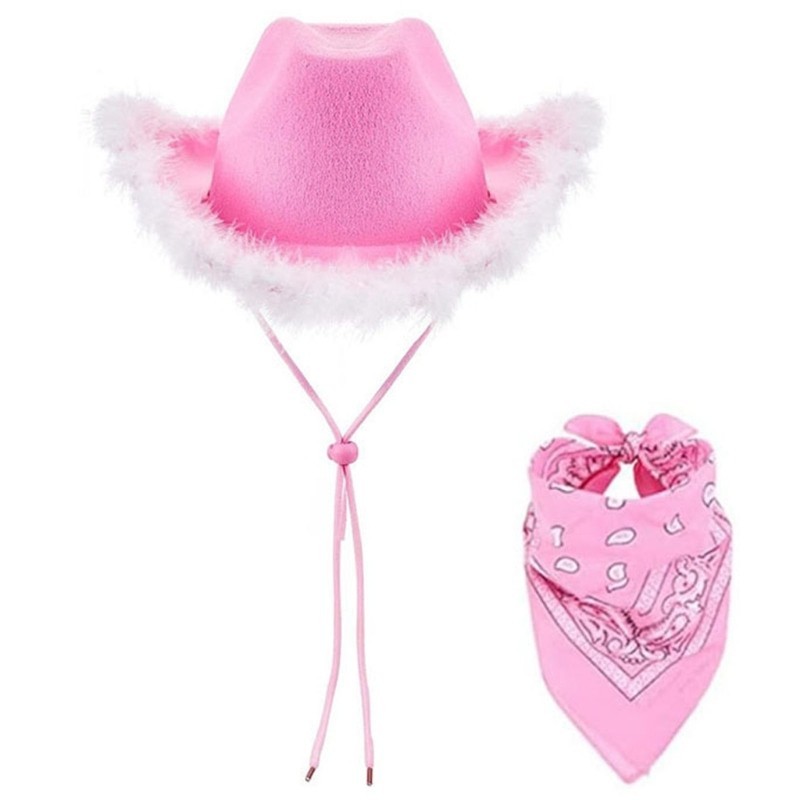 Western Cowboy Hat Scarf Print Bandanas Women Party Costume Roleplay Headdress