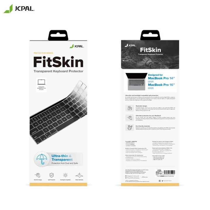 Phủ phím JCPAL FITSKIN trong suốt cho Mac Air 15i inch Macbook Pro m1 m2 14inch/16 inch Mac Air m2 m1 188 Cao Đạt