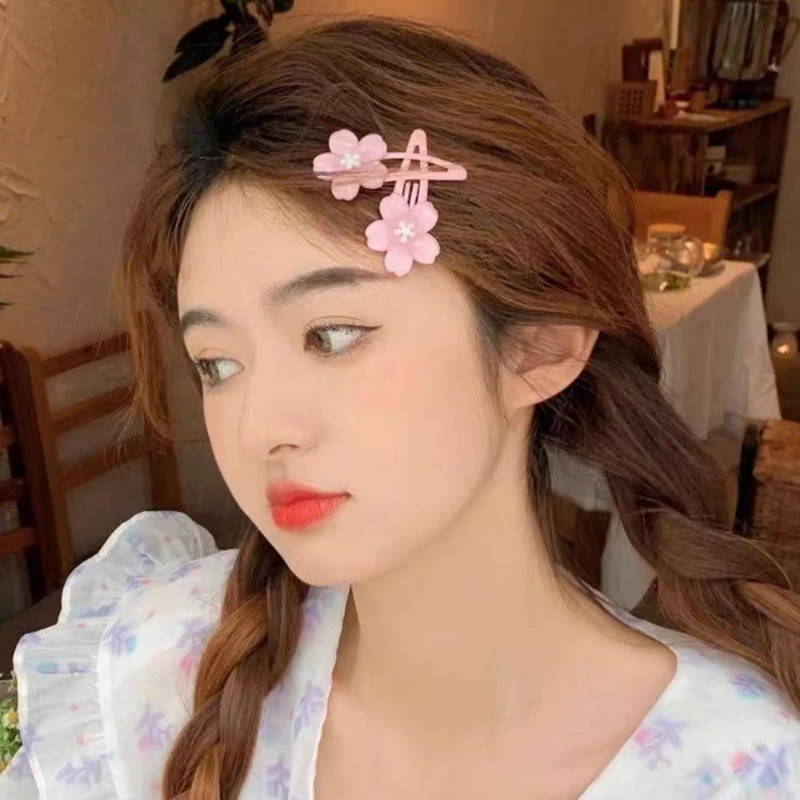 Thời Trang Hàn Quốc Ngọt Ngào Dễ Thương - 5 Cái / bộ Kẹp Tóc Hình Hoa Nữ - Kẹp Tóc Hoa Anh Đào Màu Kẹo - Girls Side Bangs BB Barrettes - Phụ Kiện Tóc Phổ Biến