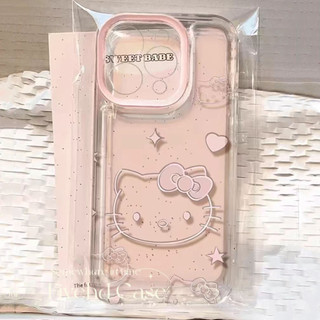 Ins Hàn Quốc Nơ Hồng Rõ Ràng Vỏ Đơn Giản + Giá Đỡ Tương Thích Cho iPhone 17 16 11 15 14 13 12 Pro Xs Max XR X 7 8 6 6s Plus SE Vỏ Điện Thoại Hoạt Hình TPU Mềm Vỏ Bảo Vệ