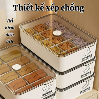 [LOẠI 1] Hộp Đựng Đồ Lót Chia Ngăn Có Nắp Đậy Chống Bụi, Khay Đựng Đồ Lót, Tất Vớ Gọn Gàng Tiện Lợi