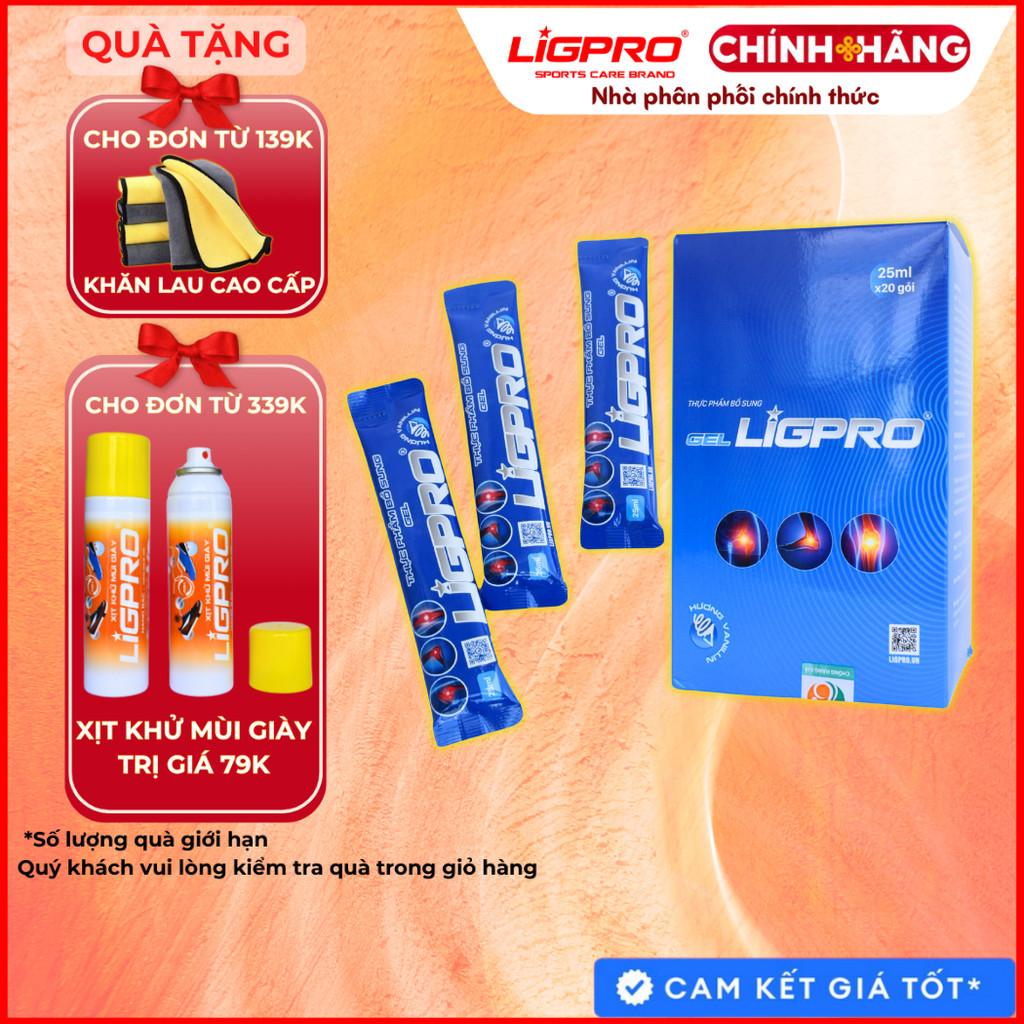 Thực phẩm bổ sung gel xương khớp LIGPRO 20 Gói x 25ml Bổ sung gel xương khớp khi vận động thể thao thethaochinhhang