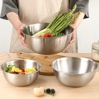 Sét 3 bát âu inox  có vạch chia, bộ 3 bát thau nấu ăn làm bánh đựng thực phẩm