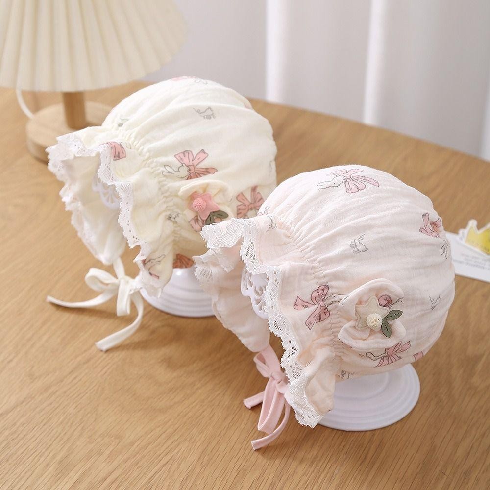 RTJIFSS Bé Gái Bonnet, Cotton Thoáng Khí Sơ Sinh Bonnets, 2025 Có Thể Điều Chỉnh Chống Nắng Cho Bé 0-12M Mũ Chống Nắng Mùa Xuân Thu