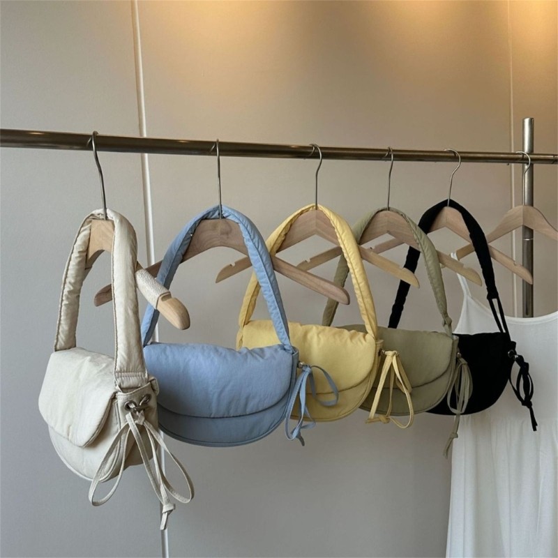 Túi đeo vai nữ đa năng FL Túi xách Nylon mềm Túi đeo chéo có dây rút
