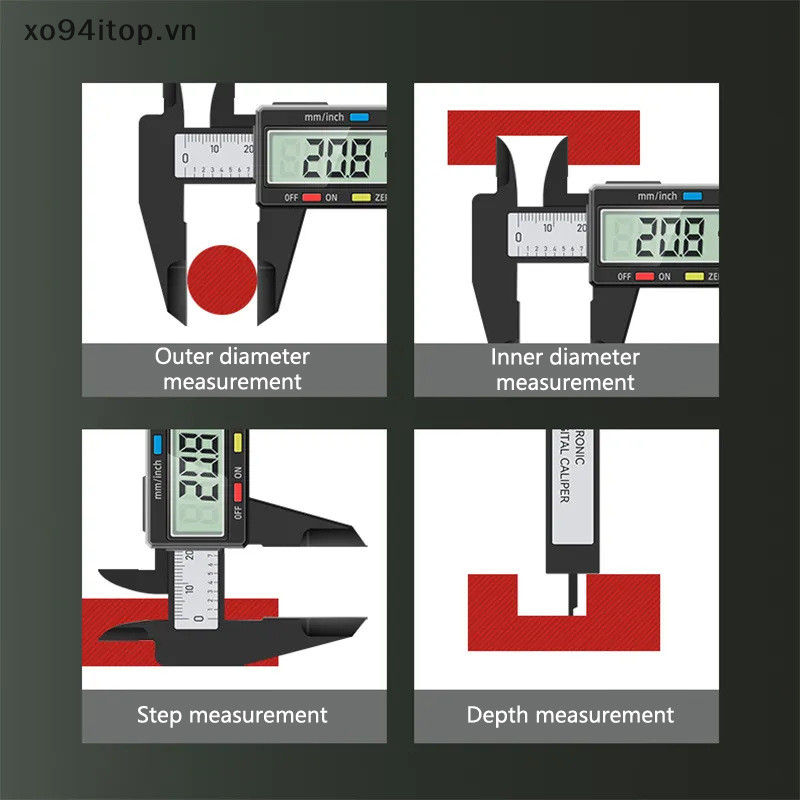 Xoitop Micromet Dụng Cụ Đo Thước Kỹ Thuật Số 150 Mm Điện Tử Kỹ Thuật Số Caliper Mặt Số Sợi Carbon Vernier Caliper Đo VN