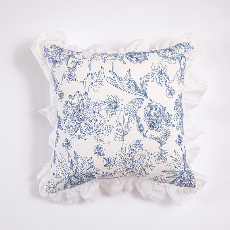 Pháp Lãng Mạn Mục Vụ Xù Nấm Ren Cotton Thêu Gối Đệm Sofa Đầu Giường Gối