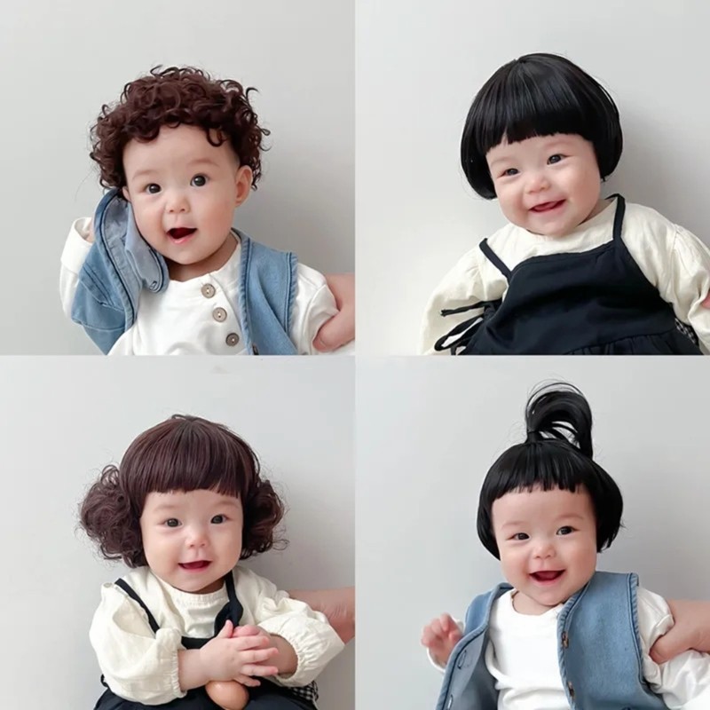 Innlike1 Phụ Kiện Tóc Thời Trang Cho 1-3 Tuổi Trẻ Em Đáng Yêu Cho Bé Cosplay Mũ Tóc Giả Mũ Tóc Giả Dễ Thương Chụp Ảnh
