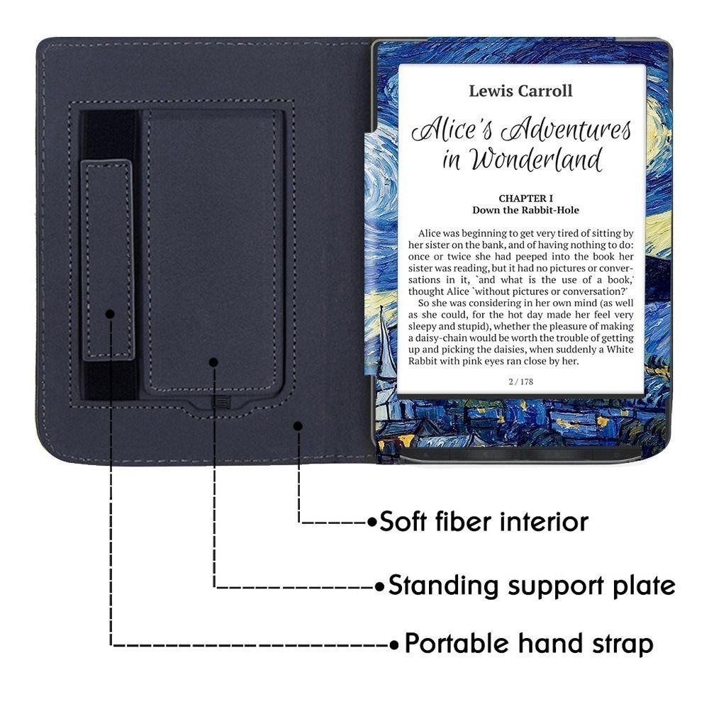 YRBWD eReader Cover, Chân đế 6 inch Thông minh, Chống sốc Tự động ngủ / Đánh thức bằng dây đeo tay PB629 / 634 Funda cho Pocketbook Verse / Verse