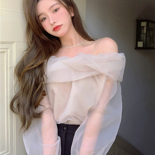 Áo Sơ Mi Một Vai Mùa Hè Phong Cách Mới Slim-fit Áo Thun Gạc Dài Tay Tắt @ -