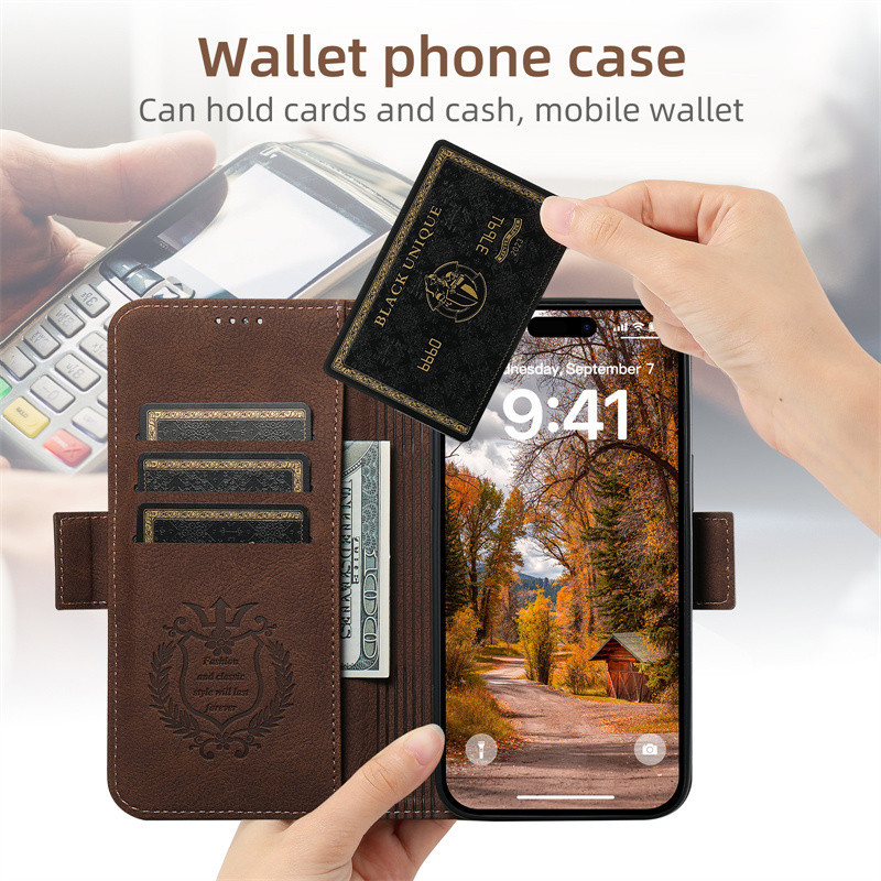 Ốp điện thoại sạc không dây bằng da lật cho IPhone 16 15 14 Plus 13 Pro Max Ví có giá đỡ thẻ Bảo vệ Vỏ chống sốc bảo vệ