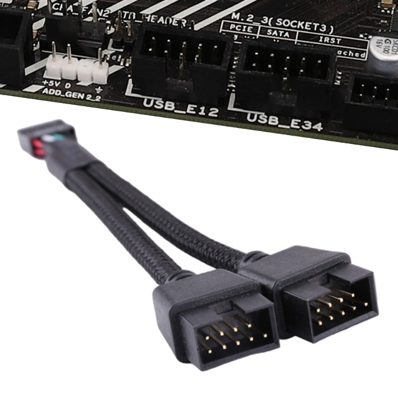Tầm Nhìn Bo Mạch Chủ 9pin Nối Dài Cáp Adapter Đầu USB Bộ Chia Nữ 1 Đến 2 Nam Để Bàn 9 Chân USB2 0 HUB Connecto