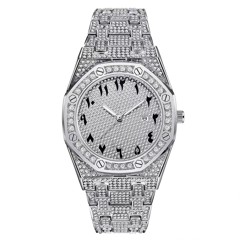 (TẶNG NHẪN) Đồng hồ đính đá pintime mặt lục giác - pt06