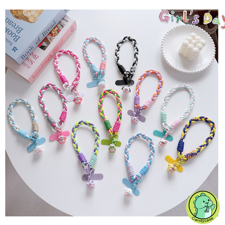 Dây treo điện thoại di động xoắn chống mất, mặt dây chuyền hoạt hình dễ thương, dây đeo cổ tay ngắn