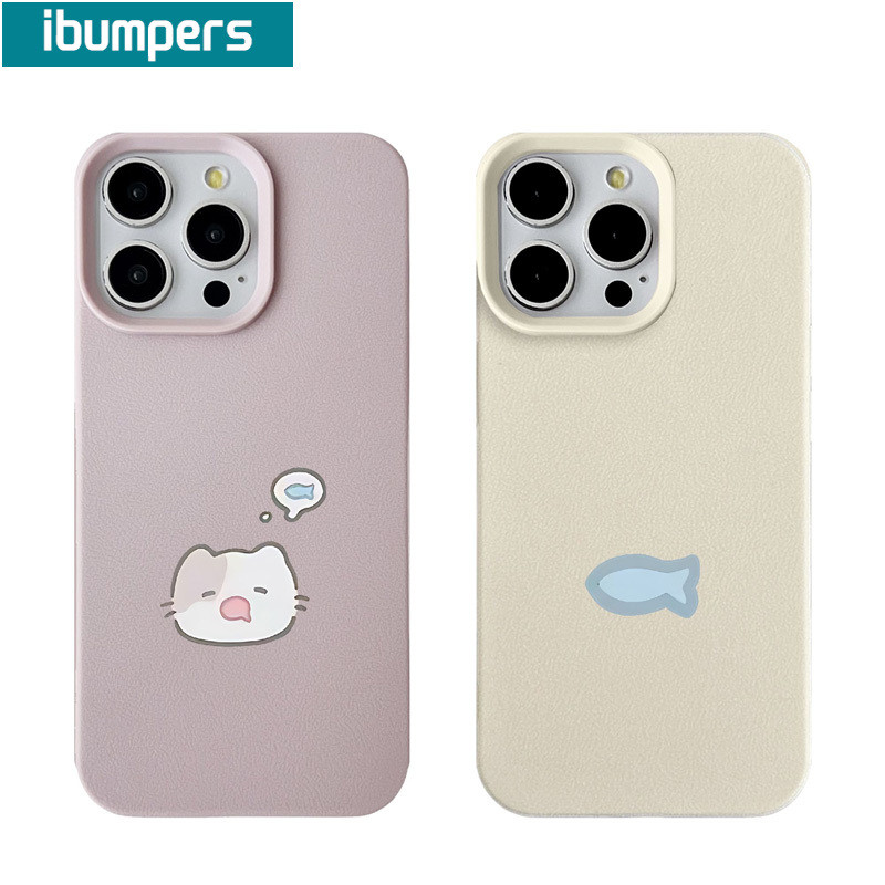 ibumpers Ốp Lưng IPhone Đơn Giản Dễ Thương Cặp Đôi Mèo Họa Tiết Cá Cho IPhone 16 15 14 12 13 11 Pro Max IP 7 8 Plus X XS XR Ốp Điện Thoại Mỏng Silicon Mềm Da Họa Tiết