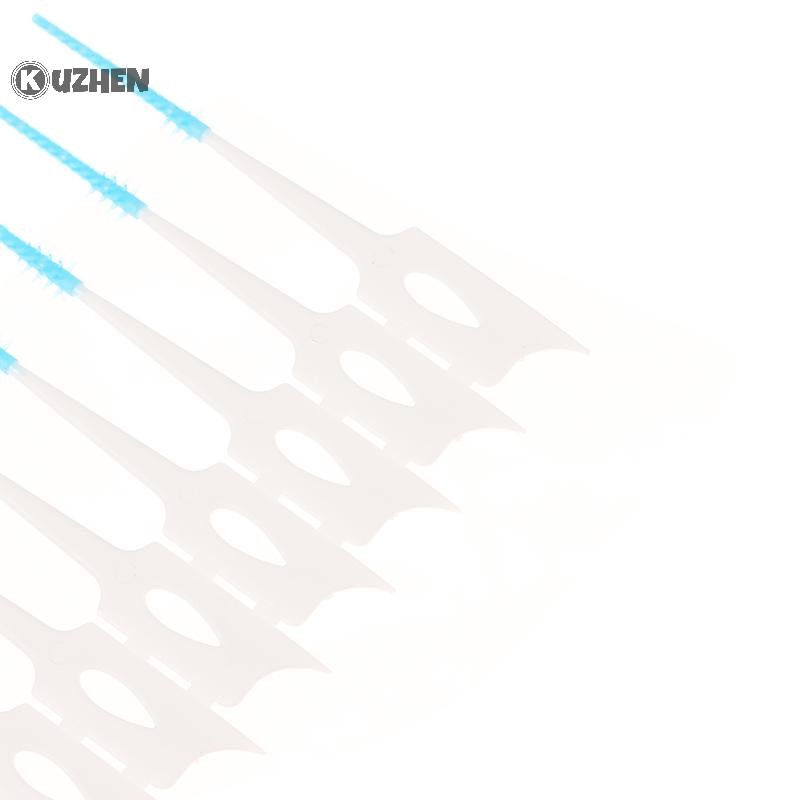 Kuzhen Bàn chải silicon kẽ răng 200 chiếc Bàn chải tăm nha khoa giữa răng có ren Dụng cụ làm sạch răng miệng HOT
