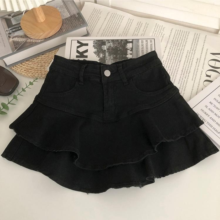 Chân váy đuôi cá nữ 2 tầng chất kaki dày dặn có lót trong -CV031 Nhung Trắng Women Kem Khuy