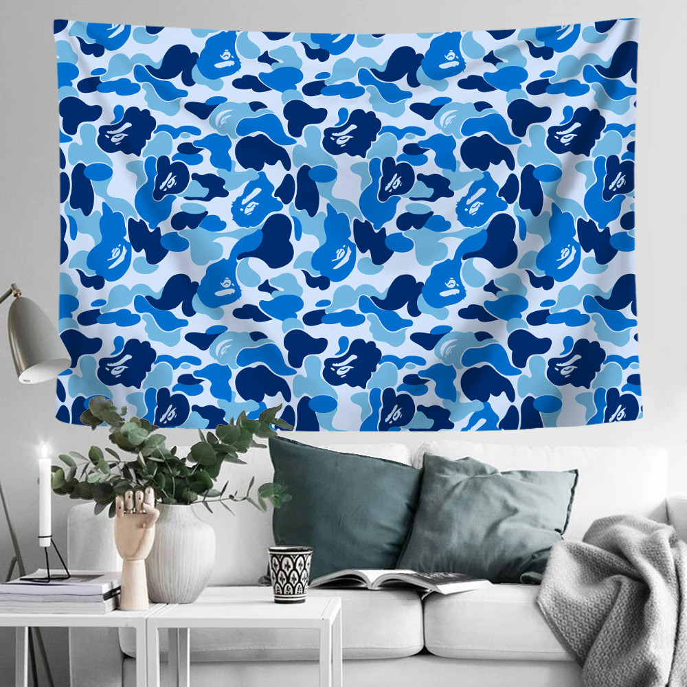 BAPE Thảm Treo Tường Bằng Polyester Họa Tiết Rằn Ri / Cá Mập Kèm Kẹp Độc Đáo Trang Trí Nhà Cửa
