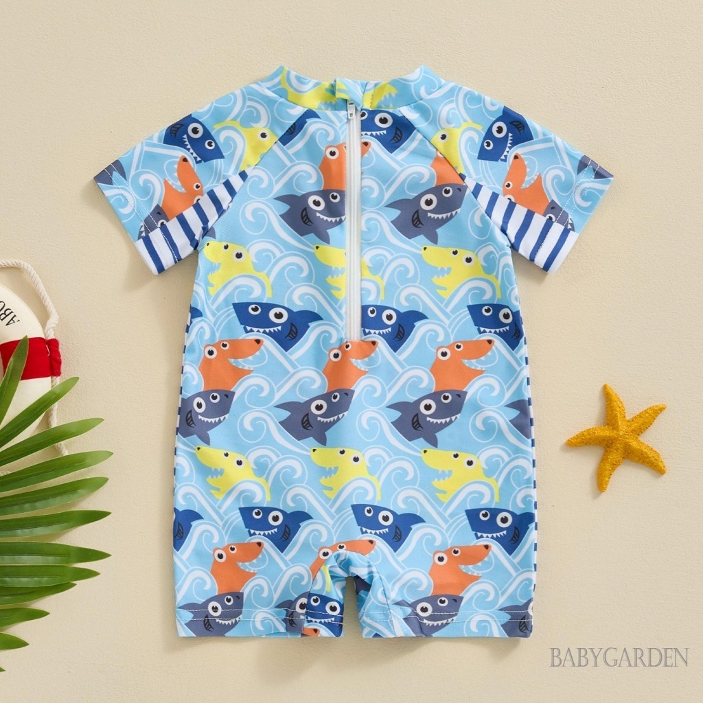 Baga-3 Tuổi Bé Trai Đồ Bơi Mùa Hè Thường Ngày In Hình Khủng Long Tay Ngắn Monokini Đồ Bơi