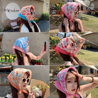 Julyhot 55cm Thời Trang Ngọt Ngào In Hoa Khăn Vuông Nhỏ Cho Nữ Cô Gái Dễ Thương Mềm Khăn Hoa Băng Đô Quấn Tóc Hàn Quốc Khăn Lớn