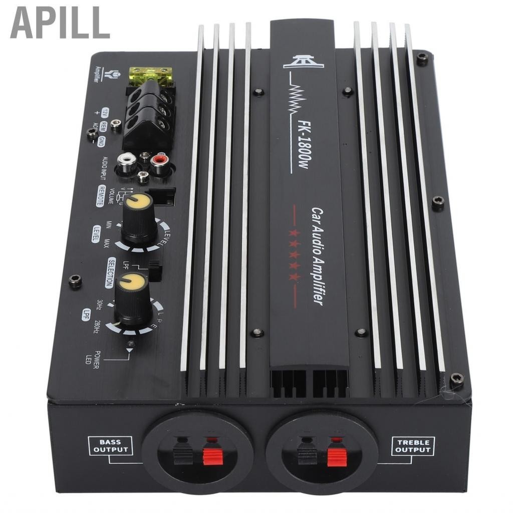 Apill Bộ khuếch đại công suất cao trên ô tô 12V 1800W Bộ âm trầm tản nhiệt nhanh