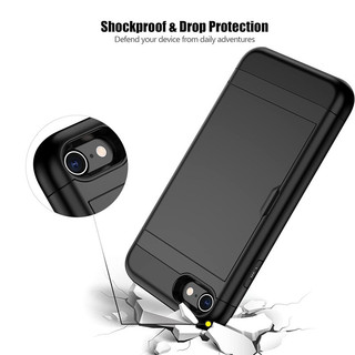 Dành Cho iphone 6 7 8 Plus / SE 2020 / 2022 Ốp Lưng Ví Đựng Thẻ ID Khe Cắm Cửa Trượt Túi Ẩn Chống Trầy Xước Hai Lớp Bảo Vệ Vỏ Cứng TPU Ốp Lưng