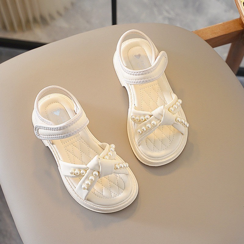 sandal bé gái dép quai hậu cho bé thắt nơ xinh xắn nhẹ êm chân chống trượt đính ngọc công chúa size đại xd 765