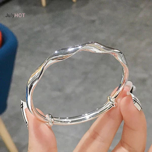 Julyhot Vòng Tay Xoắn Mới Lắc Tay Nữ Sóng Bề Mặt Sáng Ins Thời Trang Đẩy Kéo Có Thể Điều Chỉnh Lắc Tay Trang Sức Y2K Phụ Kiện Massivedeals