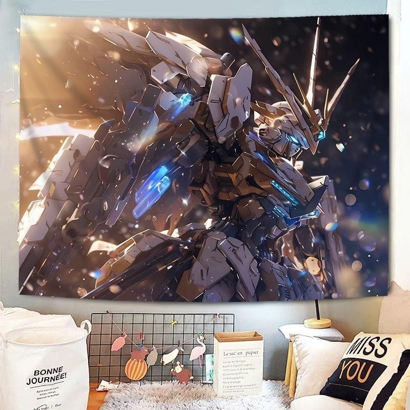 Gundam Dynasty Warriors Tấm Thảm Trang Trí Vải Treo Anime Nhật Bản Phòng Ngủ Bé Trai Trang Trí Tường Với Đèn LED Tùy Chọn Nhiều Kích Cỡ