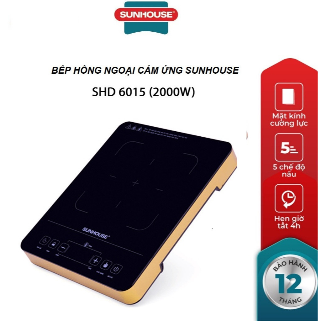 Bếp hồng ngoại Sunhouse SHD6015 màn hình cảm ứng mặt kính cường lực ...