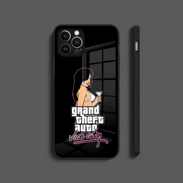 BK-1 rockstar gta 5 Ốp lưng Kính Cường Lực Cho iPhone 17,15 Pro Max 13 12 Mini 11 14 Plus X XR XS 8 7 Plus SE Ốp Lưng