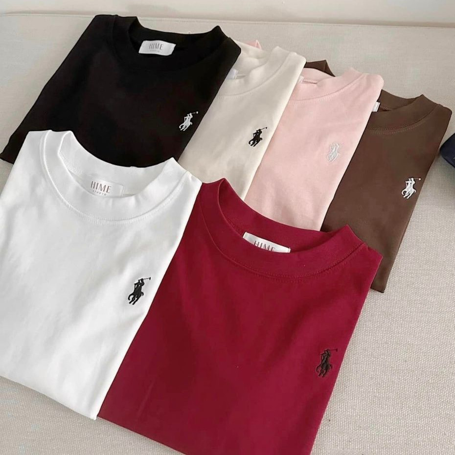 Áo Thun Nữ Cổ Tròn Thêu Hình Ngựa, Áo Phông Ngắn Tay Dáng Vừa Cotton Co Giãn nhiều màu basic- AT05