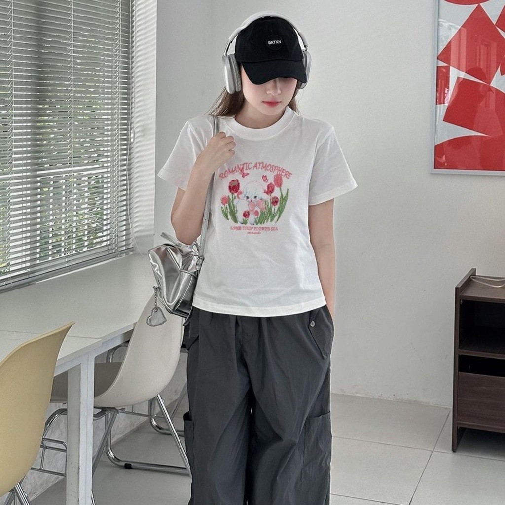 [Mã FADEP2903 giảm đến 30k đơn từ 99k] Áo Thun Baby Tee  In Hình ROMANTIC TULIP A5930