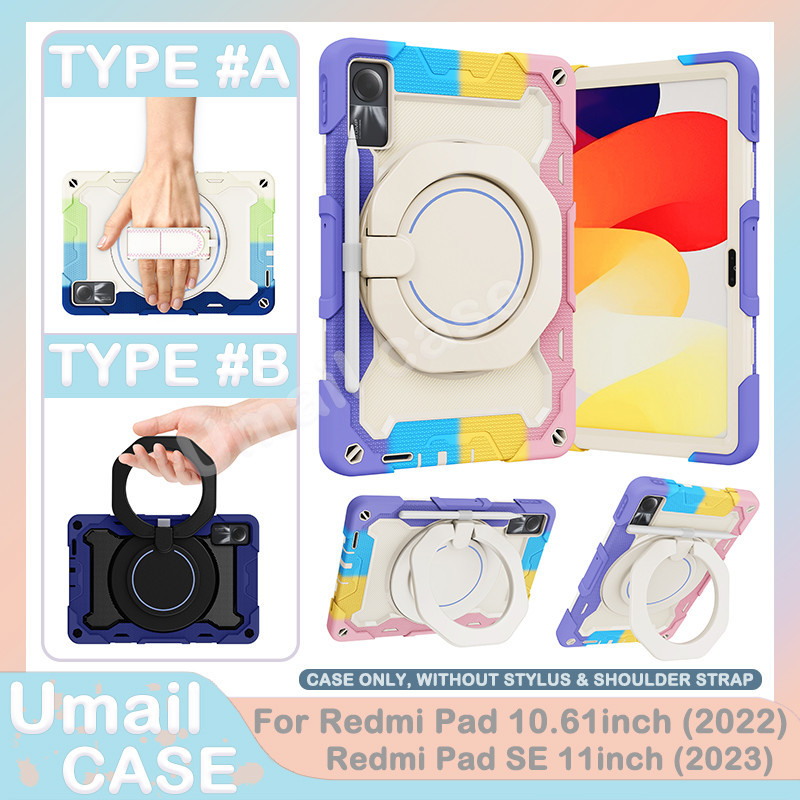 Ốp Chống Sốc Chắc Chắn Cho Redmi Pad SE 11 2023 Redmi Pad 10.61 2022 360° Vỏ máy tính bảng có tay cầm xoay