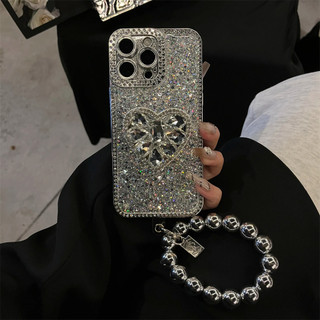 Ốp điện thoại viền kim cương đầy đủ lấp lánh mạ sang trọng cho iPhone15 14 13 12 11 Pro Max Vỏ bảo vệ camera chống sốc âm thanh nổi hình trái tim Vỏ lưng cứng