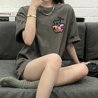 HIIXIIVI Áo thun unisex tay ngắn oversize plus size, cotton, form baggy hoạt hình