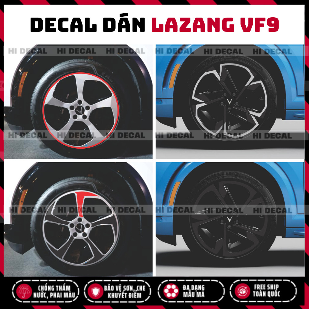 Tem Lazang VF9, Decal dán mâm VF9 trang trí tạo điểm nhấn