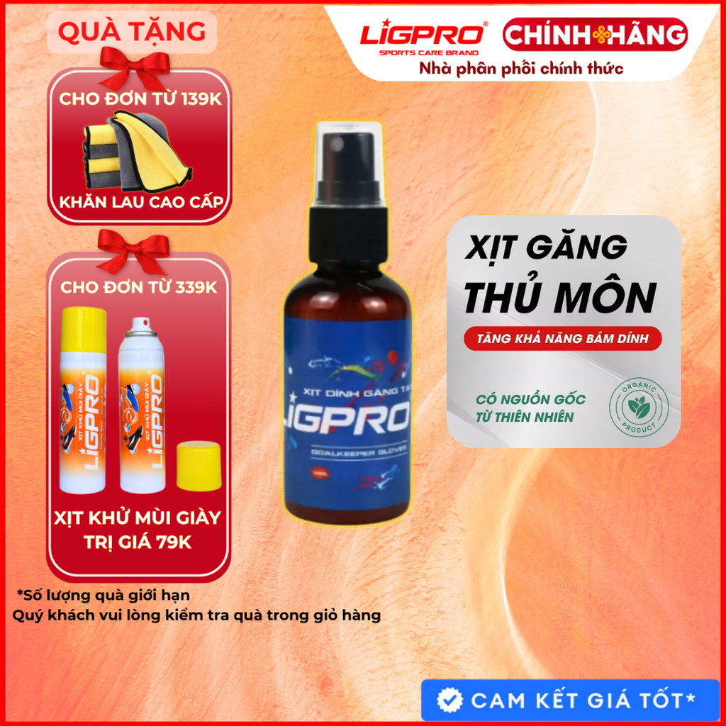 Xịt găng LIGPRO 50ml Tăng độ bám dính và cấp ẩm cho găng tay thủ môn Nguồn gốc thiên nhiên thethaochinhhang