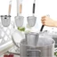Phễu mì BORAGETE, Dụng cụ lọc giỏ đa chức năng bằng thép không gỉ, Tay cầm bằng gỗ dày bền bỉ Bánh bao lưới Giỏ tiện ích nhà bếp