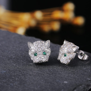 S925 Sterling Bạc Da Báo Zircon Bông Tai Trang Sức Thời Trang Đơn Giản Quà Tặng Nữ