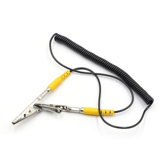 Dây cuộn MARBLEM, Cáp nối đất ESD chống tĩnh điện 2mm 180cm / 71 ", Polyurethane PU, Màu đen kim loại với móng vuốt kẹp cá sấu đôi