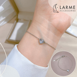 Vòng tay nữ titan không đen gỉ hình trái tim nhẹ nhàng Larme accessories -VT0164