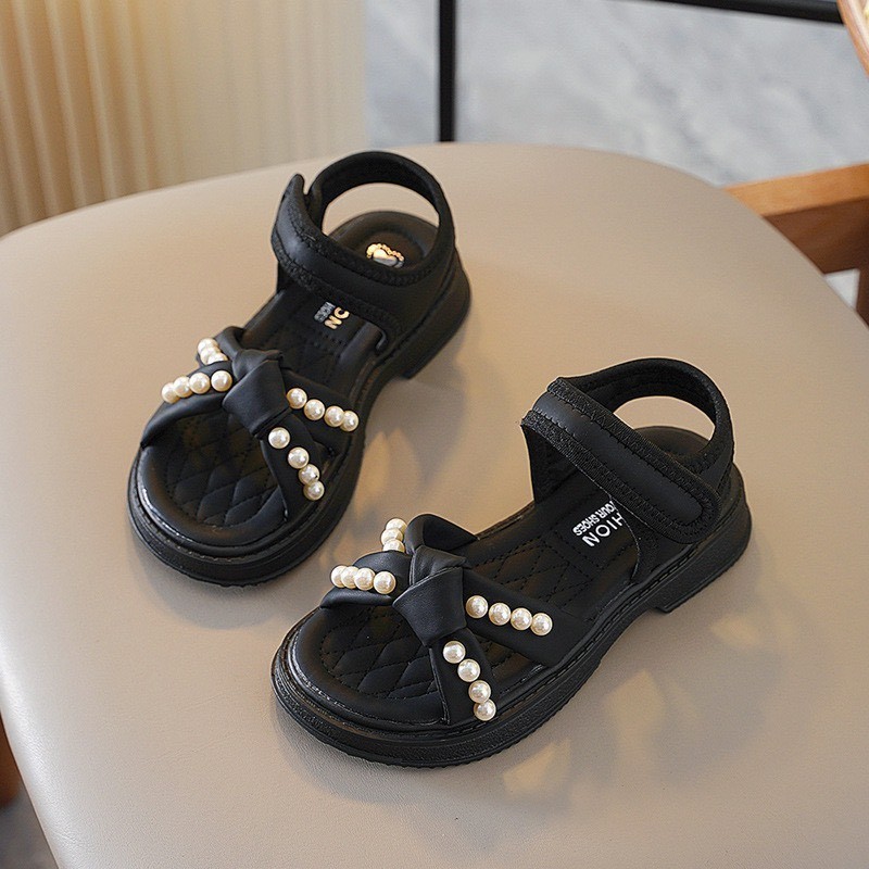 sandal bé gái dép quai hậu cho bé thắt nơ xinh xắn nhẹ êm chân chống trượt đính ngọc công chúa size đại xd 765