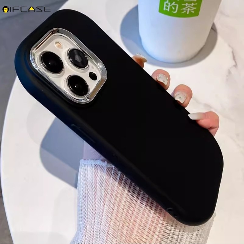 Tương Thích Cho iPhone 13 12 Ốp Điện Thoại Mini ins Hình Bầu Dục Dễ Thương Mạ Tròn Kẹo Màu Trơn Mờ Mờ Trơn Đơn Giản Bé Trai Bé Gái Silicon Mềm Vỏ Silicon Ốp Lưng