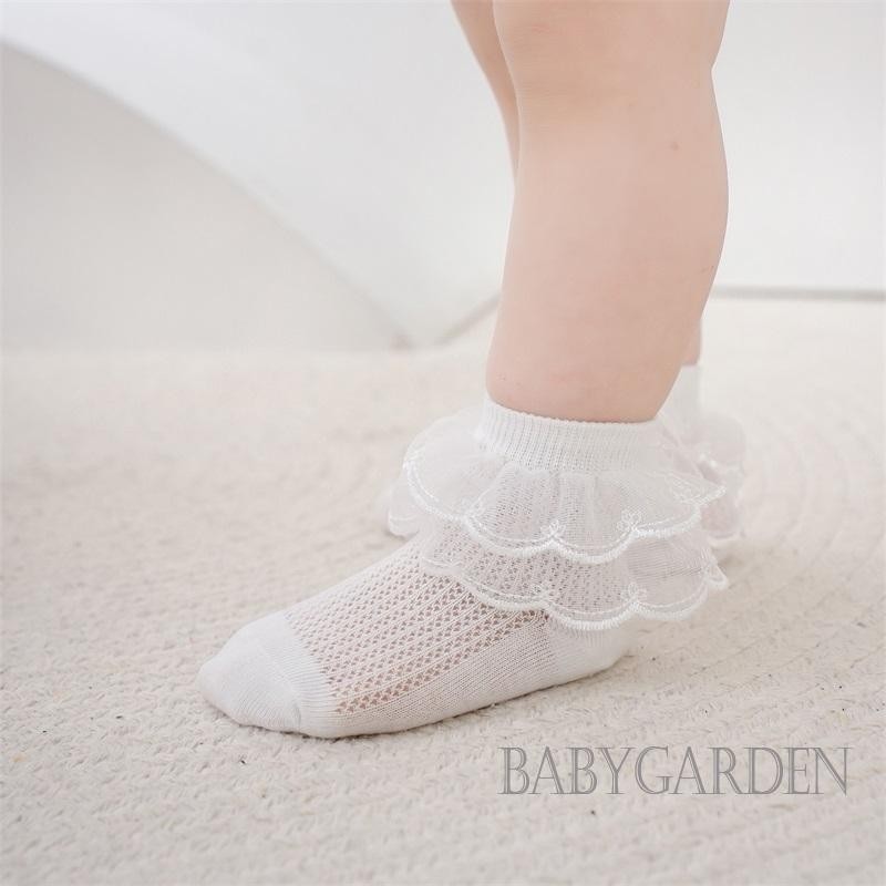 Baga-0-2 Tuổi Bé Gái Ruffle Tất Lưới Mềm Frilly Công Chúa Mỏng Mắt Cá Chân Tất Mùa Hè