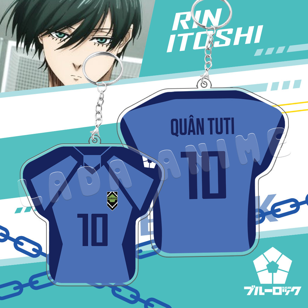 Móc Khóa Acrylic Anime Bóng Đá BLUELOCK Thay Tên Trên Áo Theo Yêu Cầu, Móc Khóa Mica BLUE LOCK In 2 Mặt Lada Anime
