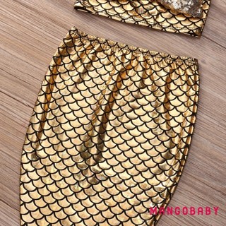 Bộ đồ bơi nàng tiên cá MG-BabyGirl Bộ ba mảnh đuôi Sequin vảy cá cho trẻ em