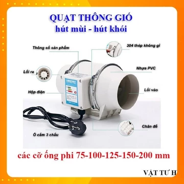 Quạt ống thông gió hút mùi hút khói đường ống nhà bếp công sở nhà vệ sinh khói hàn mạch, laze Mới