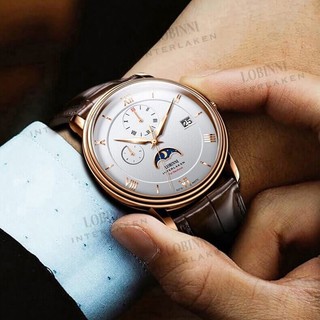 Đồng Hồ Nam LOBINNI No.6020 Chính Hãng  Dây Da Cao Cấp (Máy Cơ Tự Động)