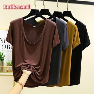 Áo thun nữ cổ tròn trơn dáng rộng mỏng tay ngắn áo thun nữ mùa hè 2024 thời trang oversize giản dị đa năng áo sơ mi giản dị áo sơ mi giản dị